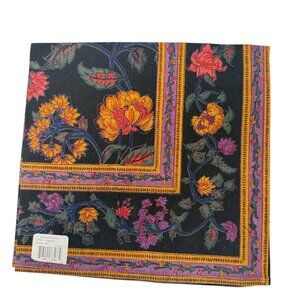Bloomingdale's Black Floral Napkins Set of 6 Cotton India Print